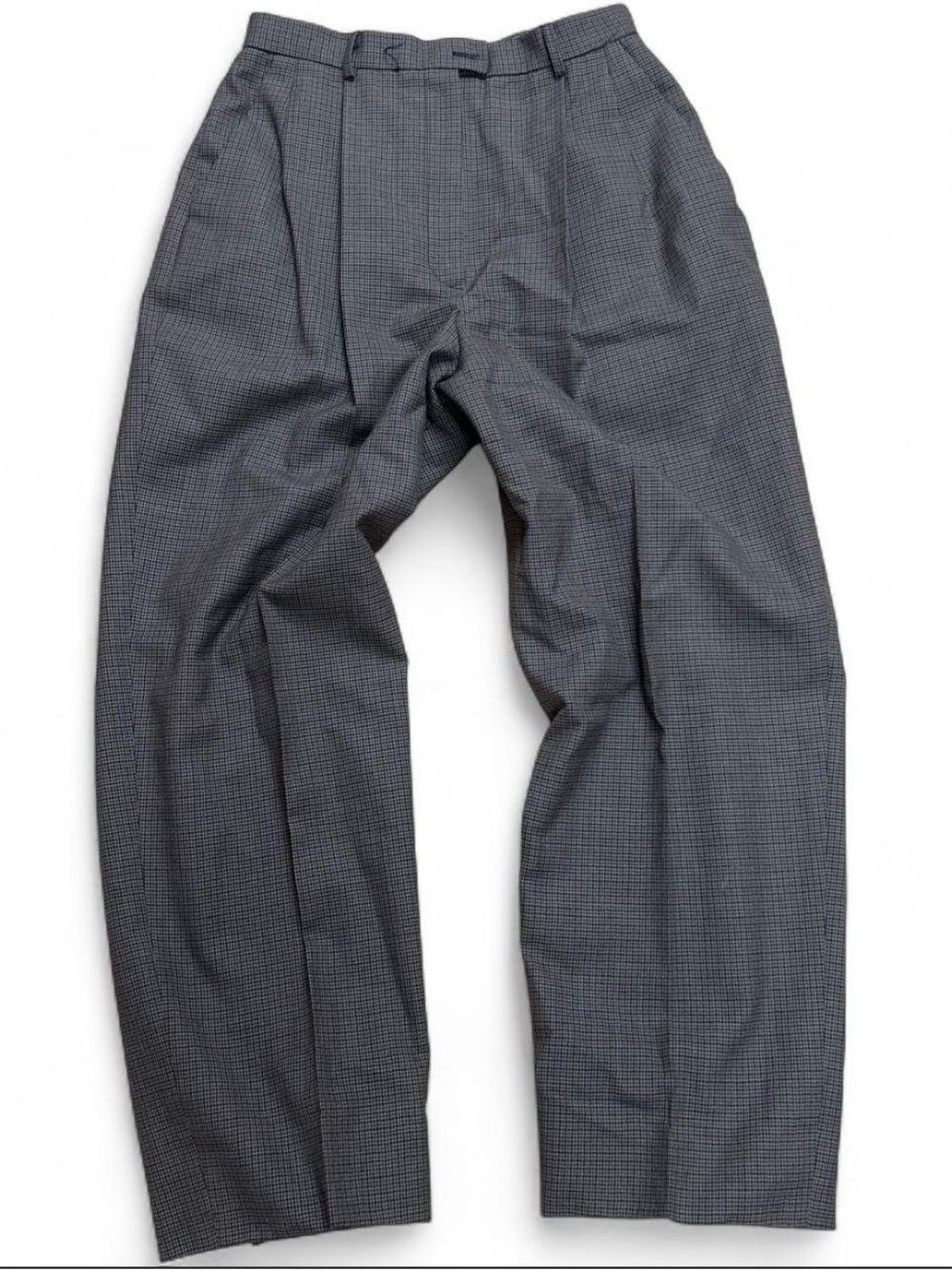 Evan Picone Brown Checked High-Waist Pleated Dress Pants
